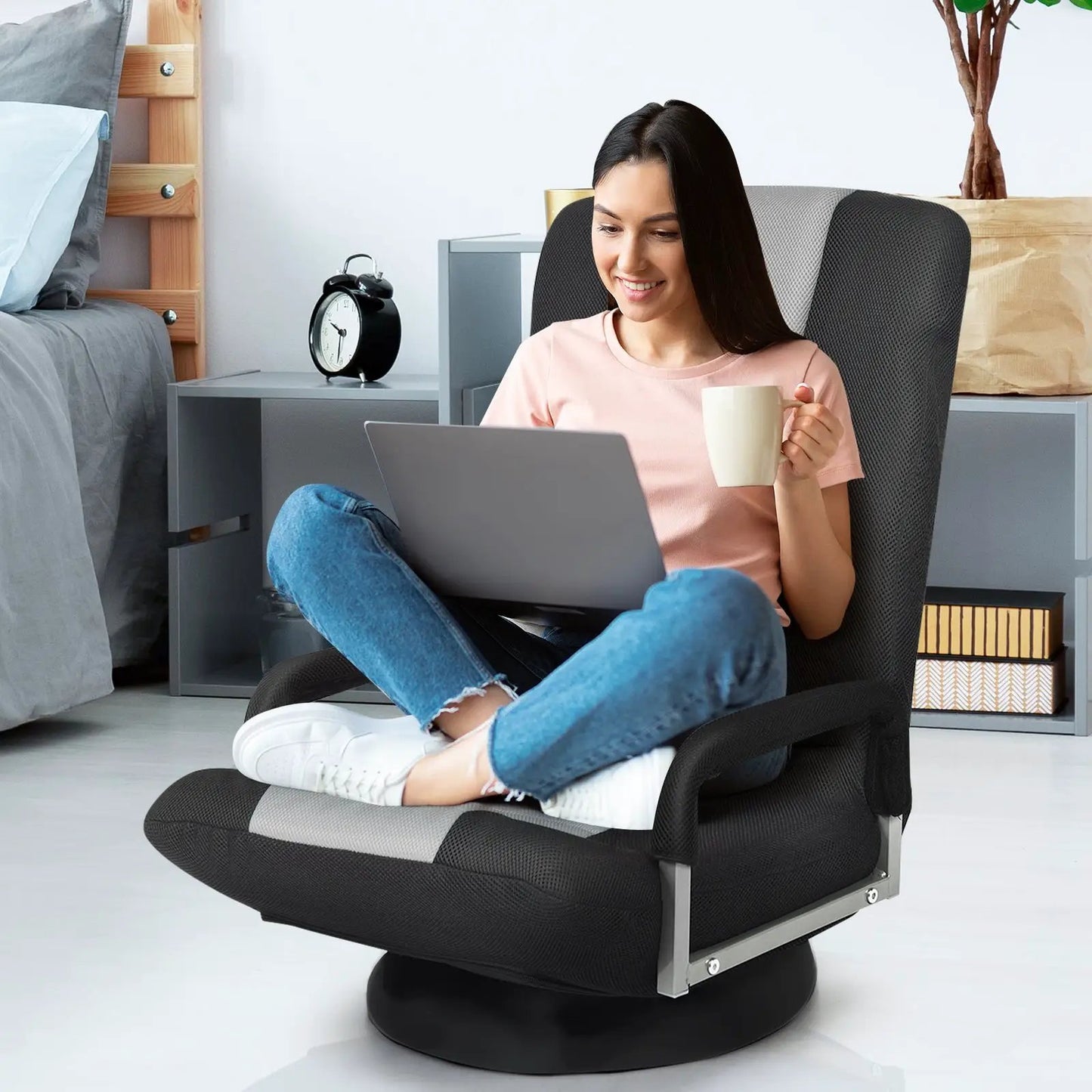 360-Degree Swivel Gaming Floor Chair Backrest