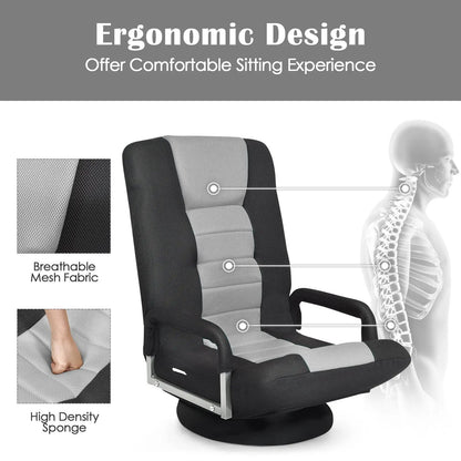 360-Degree Swivel Gaming Floor Chair Backrest