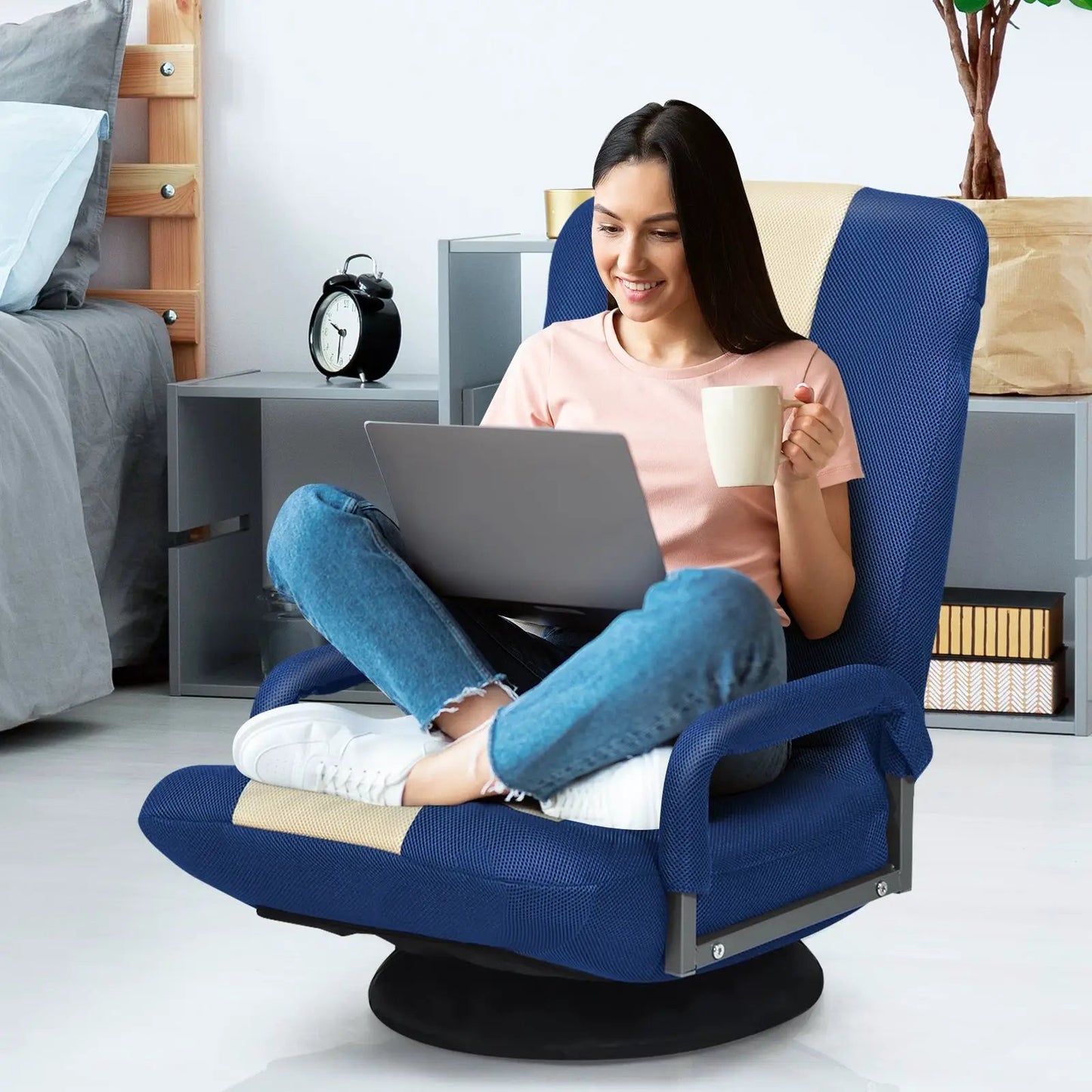 360-Degree Swivel Gaming Floor Chair Backrest
