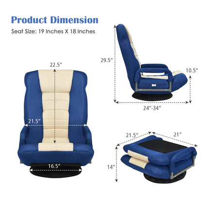 360-Degree Swivel Gaming Floor Chair Backrest