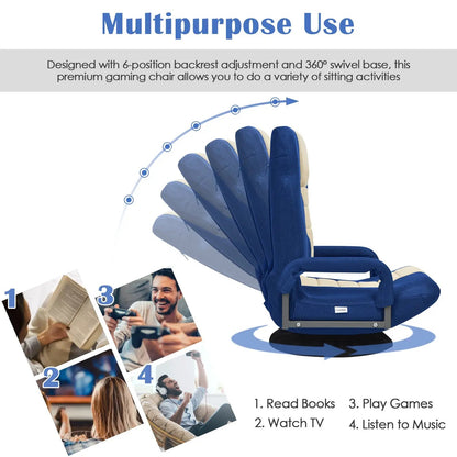 360-Degree Swivel Gaming Floor Chair Backrest