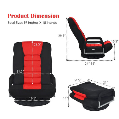 360-Degree Swivel Gaming Floor Chair Backrest