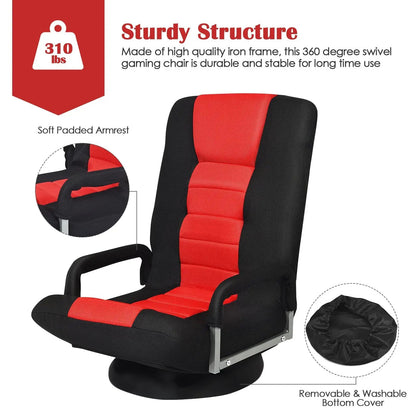 360-Degree Swivel Gaming Floor Chair Backrest