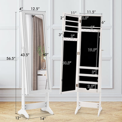 Mirrored Standing Jewelry Cabinet Storage Box-Black