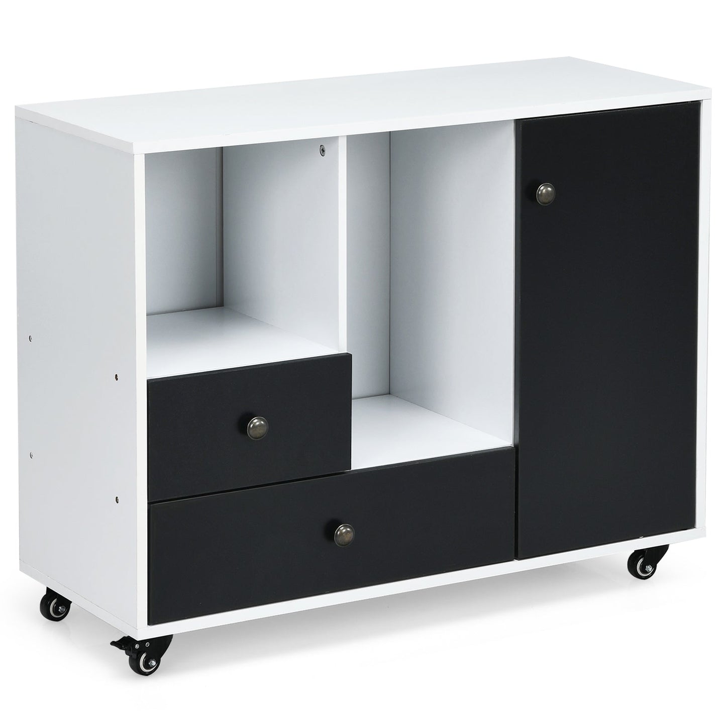 Archivador móvil lateral con 2 cajones - Negro
