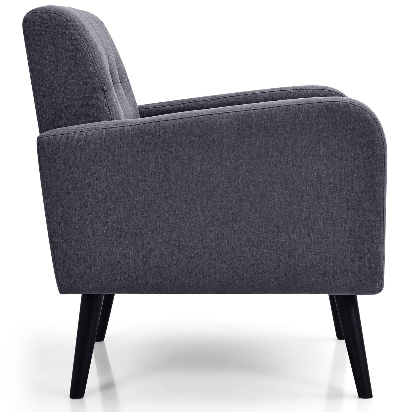 Sillón decorativo moderno y cómodo con patas de madera de caucho - Gris