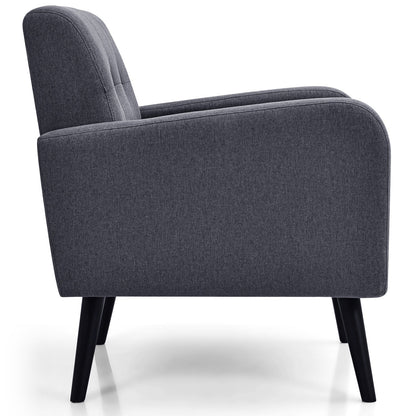 Sillón decorativo moderno y cómodo con patas de madera de caucho - Gris