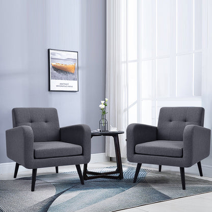 Sillón decorativo moderno y cómodo con patas de madera de caucho - Gris
