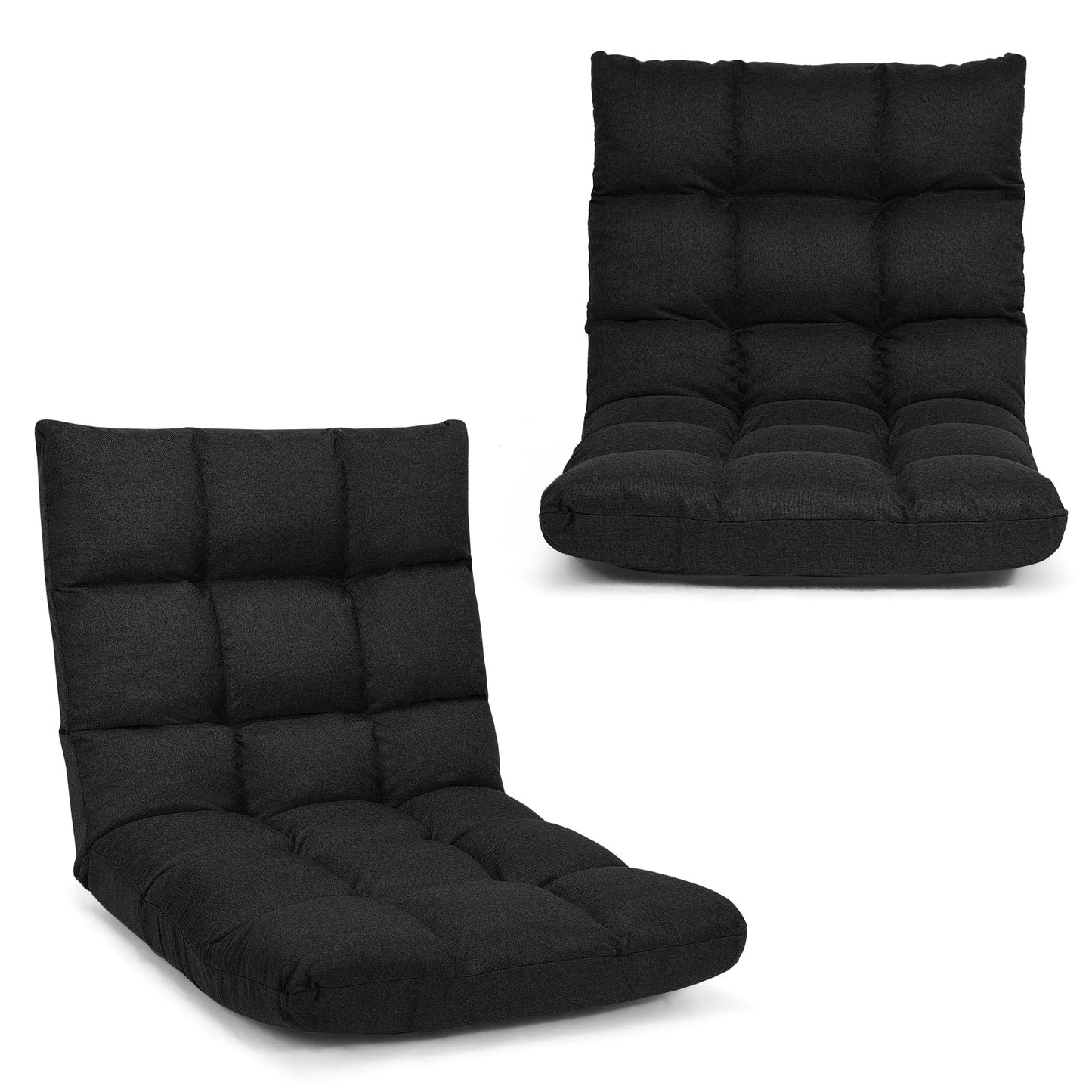 Sofá plegable reclinable de 14 posiciones para videojuegos - Negro