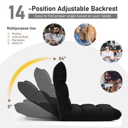 Sofá plegable reclinable de 14 posiciones para videojuegos - Negro