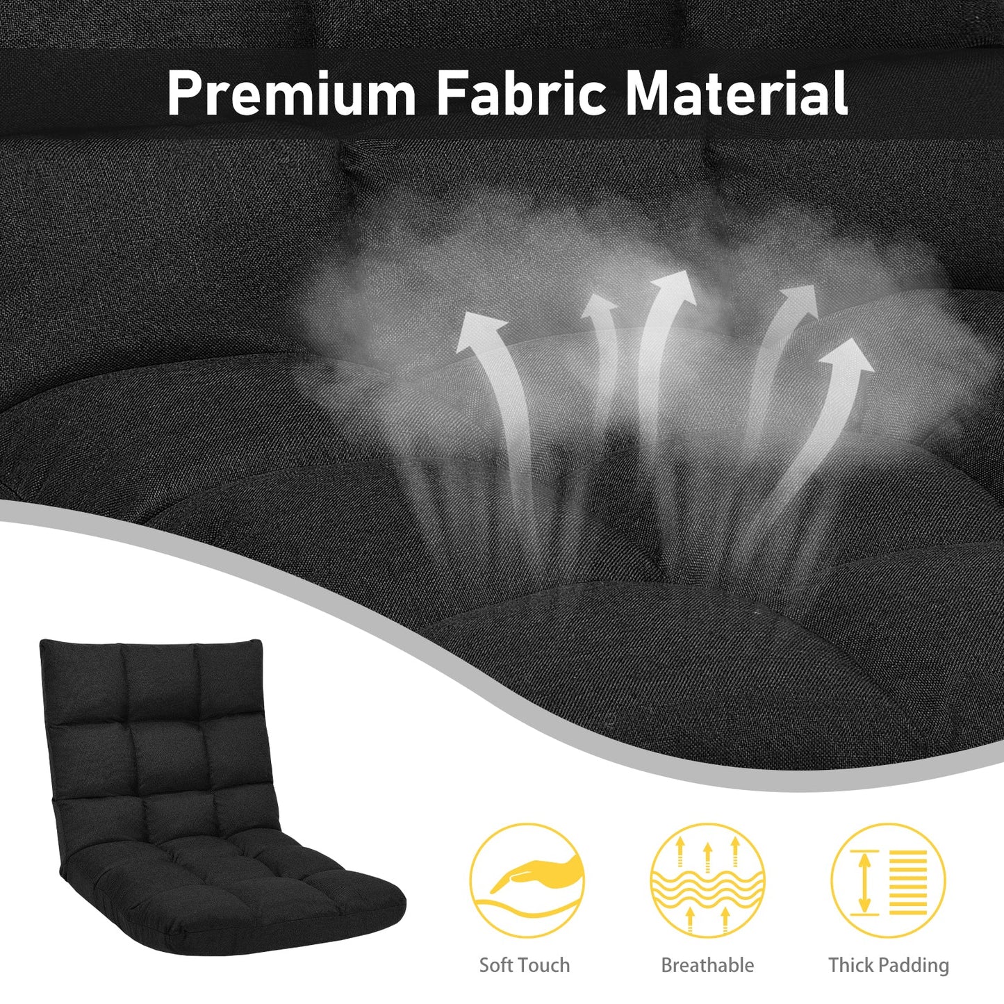 Sofá plegable reclinable de 14 posiciones para videojuegos - Negro