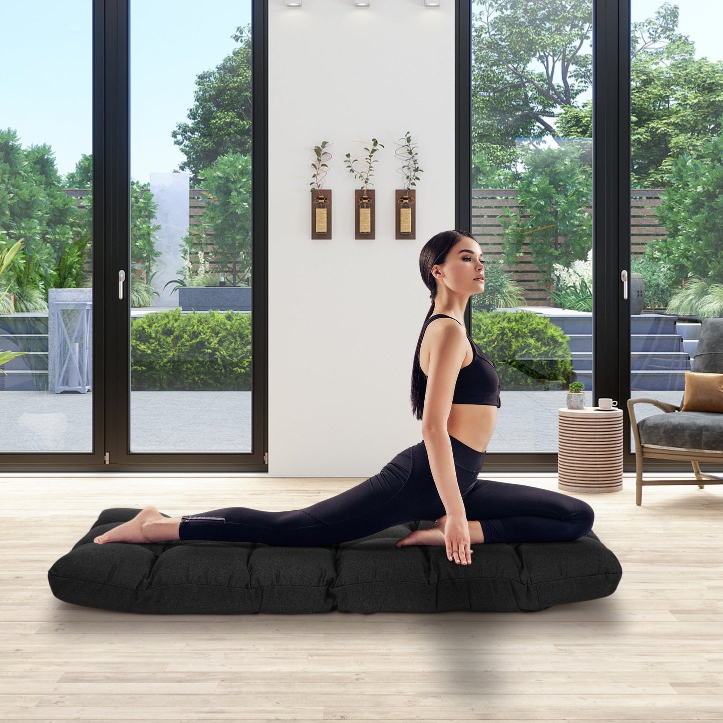 Sofá plegable reclinable de 14 posiciones para videojuegos - Negro