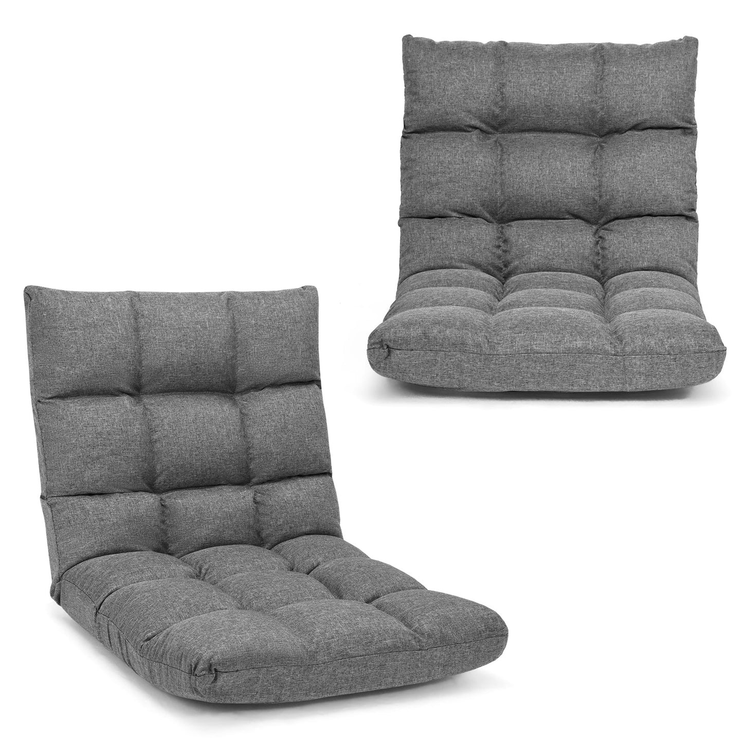 14-Position Adjustable Folding Lazy Gaming Sofa-Blue