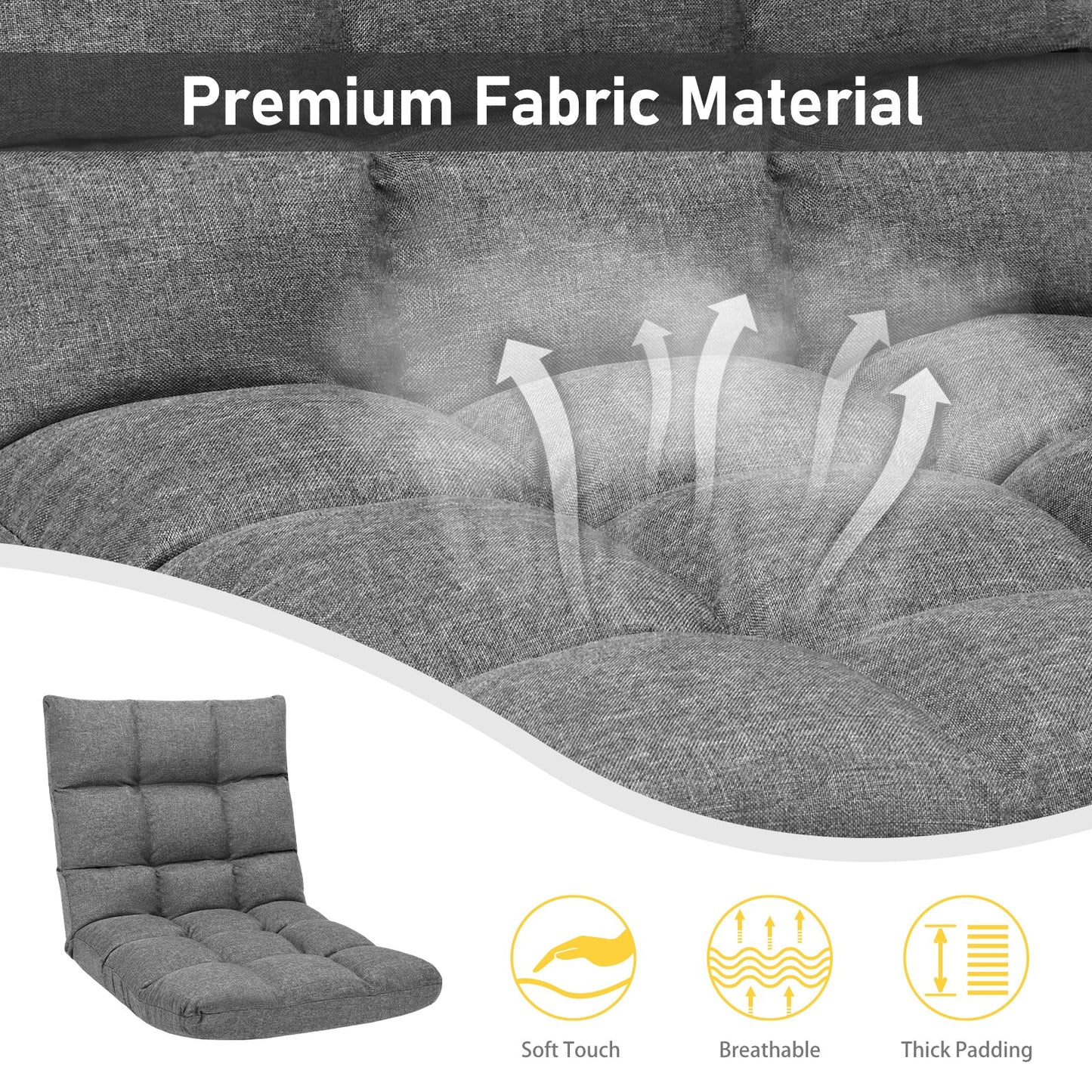 Sofá plegable reclinable para videojuegos con 14 posiciones - Gris