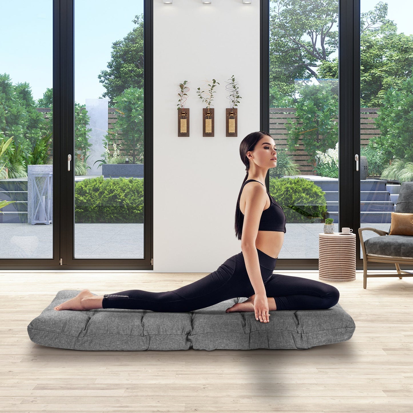 Sofá plegable reclinable para videojuegos con 14 posiciones - Gris