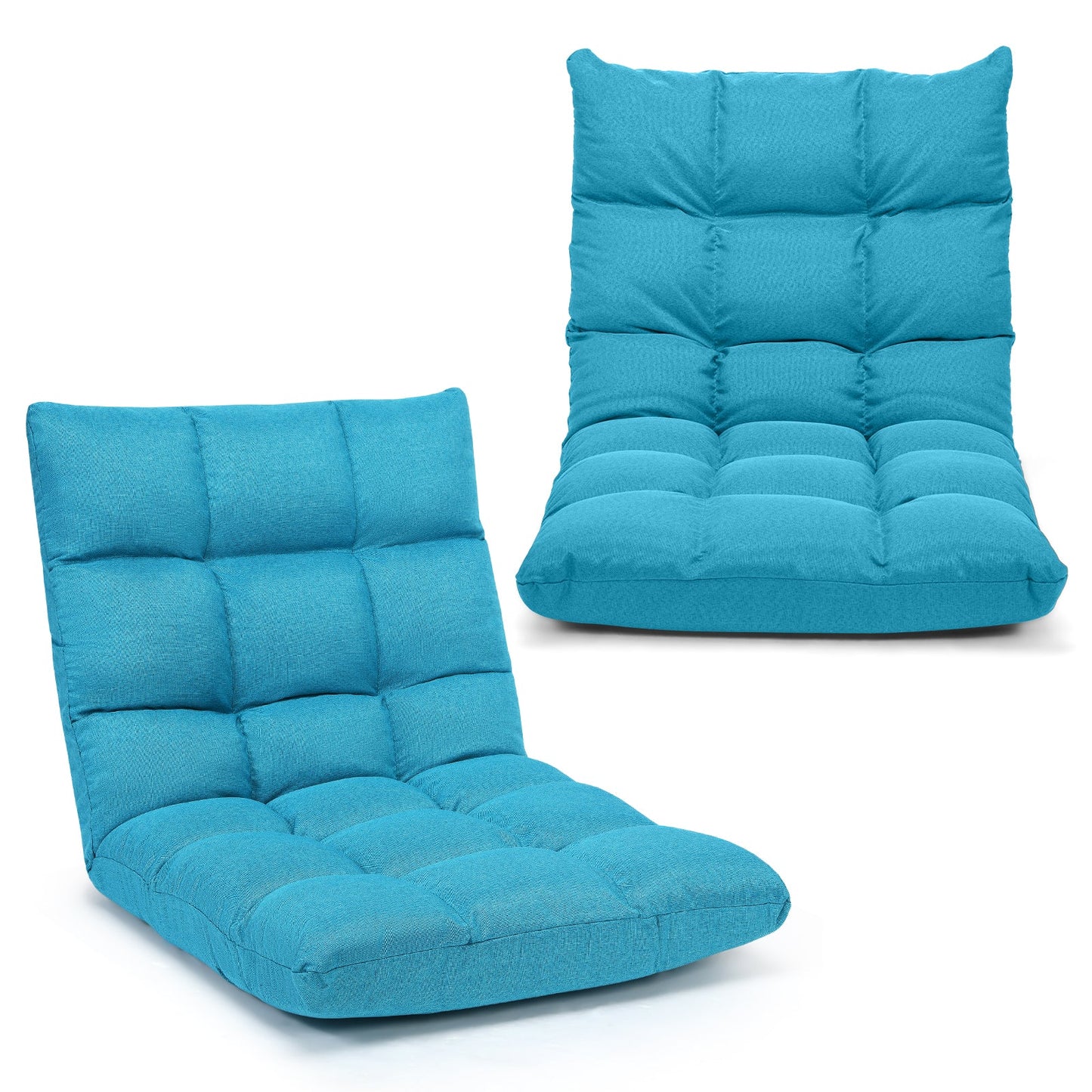14-Position Adjustable Folding Lazy Gaming Sofa-Blue