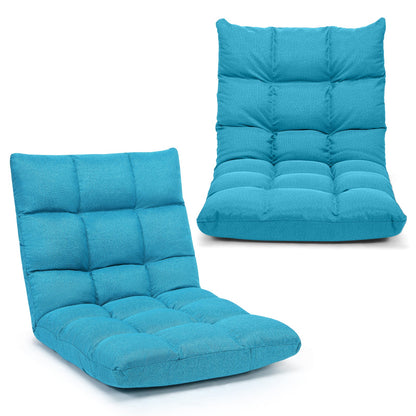 14-Position Adjustable Folding Lazy Gaming Sofa-Blue