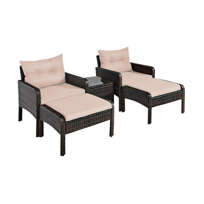 Juego de muebles de sofá de ratán para patio de 5 piezas