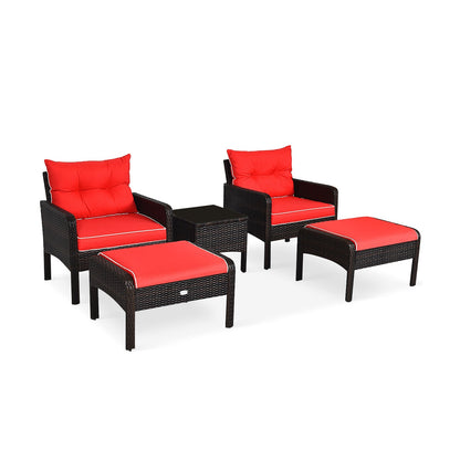 Juego de muebles de sofá de ratán para patio de 5 piezas