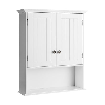 Organizador de almacenamiento para baño con montaje en pared, con puertas y estantes - Negro