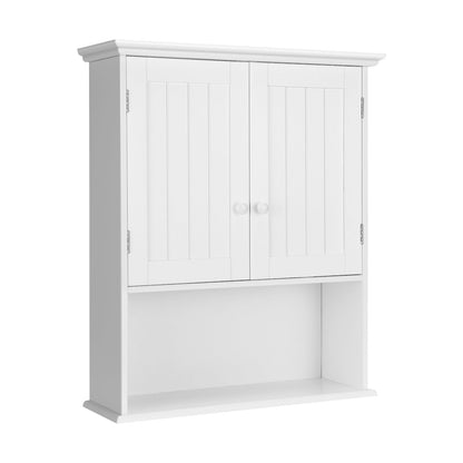 2-Door Wall Mount Bathroom Storage Cabinet with Open Shelf-Black