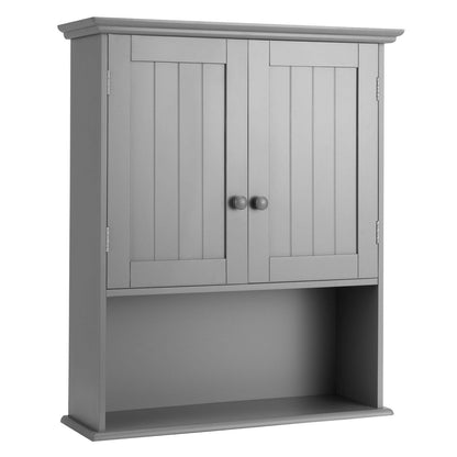 2-Door Wall Mount Bathroom Storage Cabinet with Open Shelf-Black