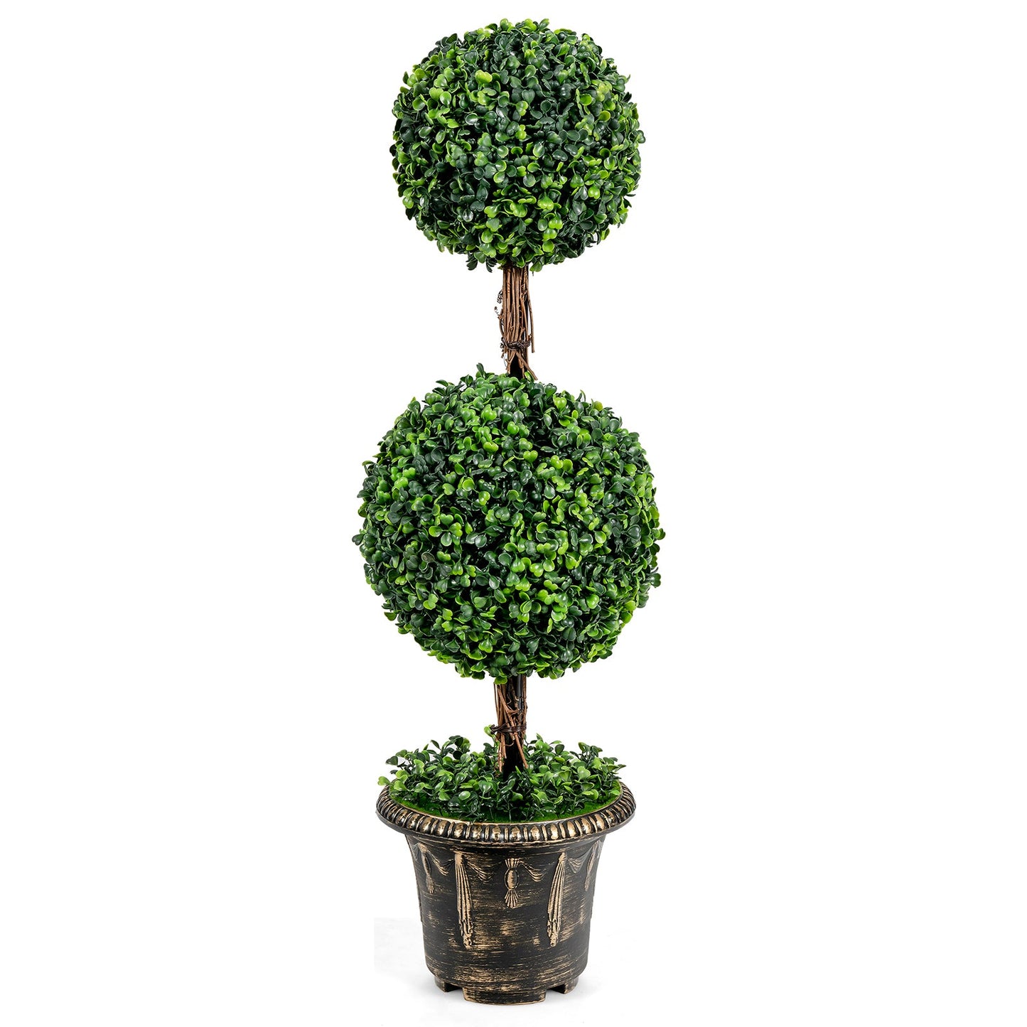 Árbol Artificial de Doble Bola de 36 Pulgadas con Protección UV para Interiores y Exteriores