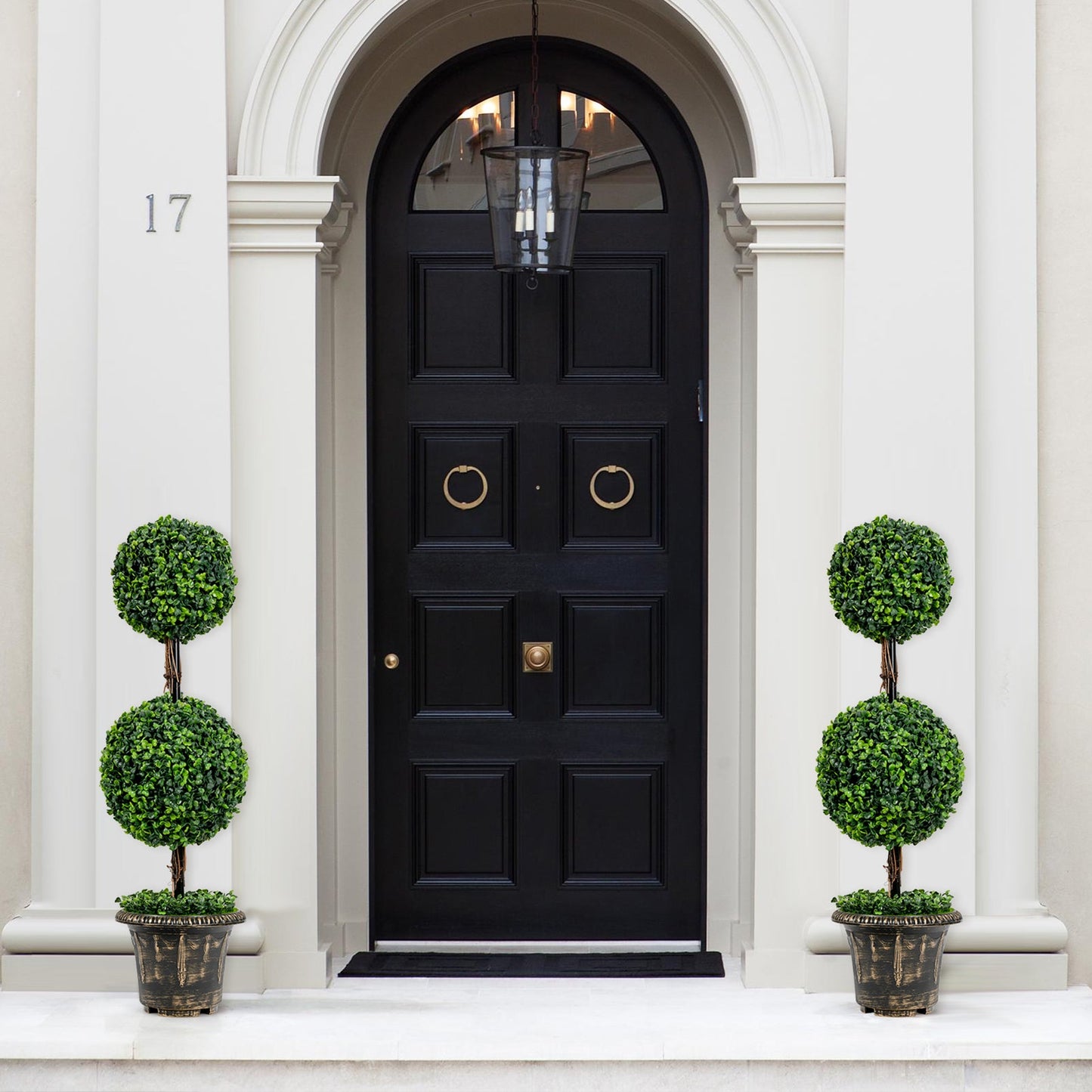 Árbol Artificial de Doble Bola de 36 Pulgadas con Protección UV para Interiores y Exteriores