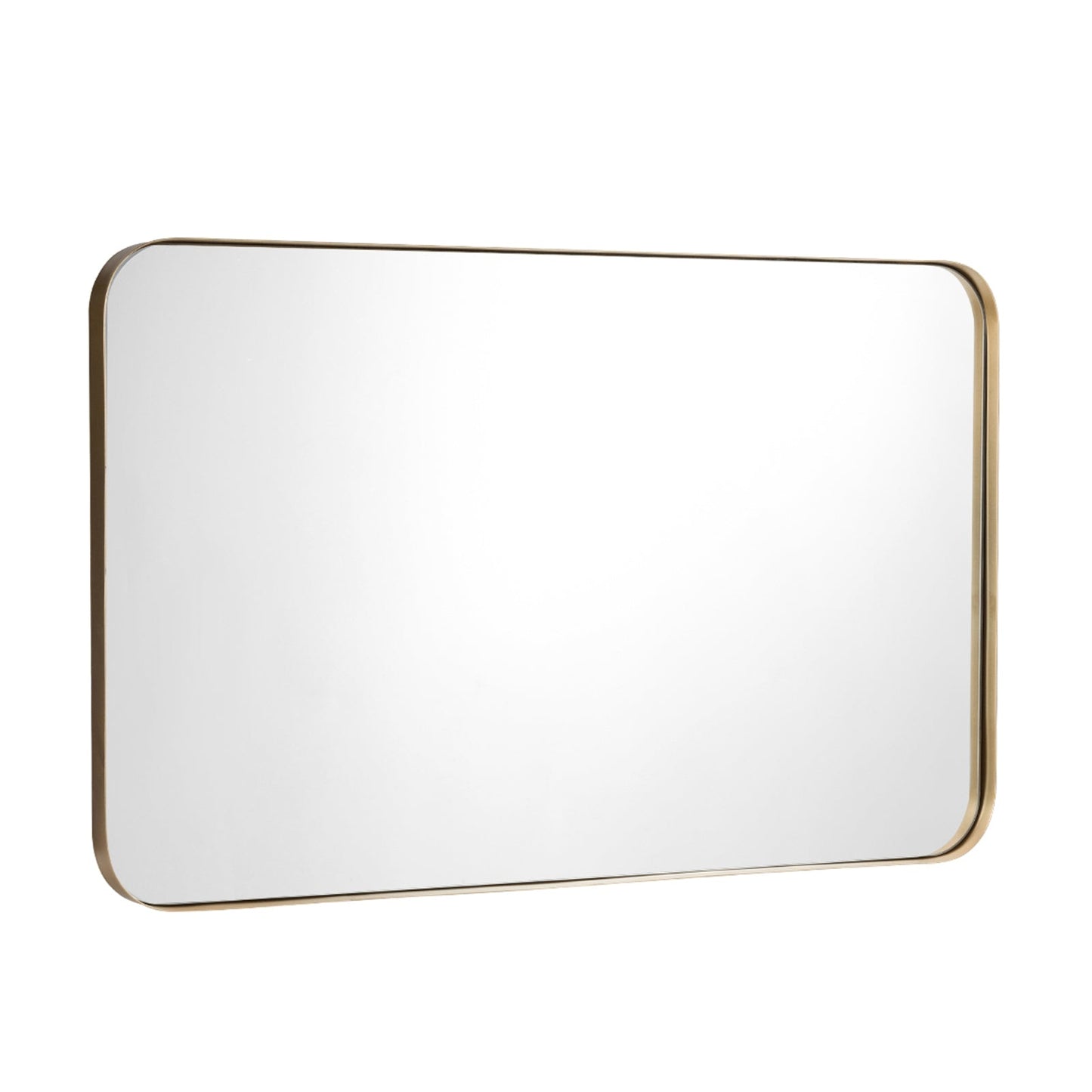 Espejo rectangular de pared con marco metálico de 32 x 20 pulgadas - Dorado