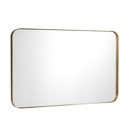 Espejo rectangular de pared con marco metálico de 32 x 20 pulgadas - Dorado