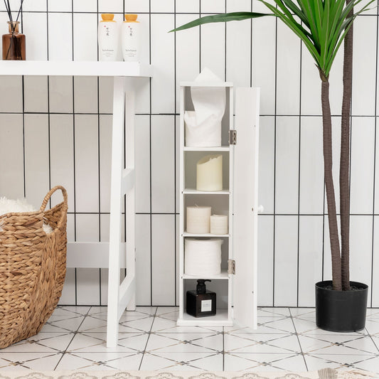 Free Standing Toilet Paper Holder with 4 Shelves and Top Slot for Bathroom-White - Tampa Home & Garden Store