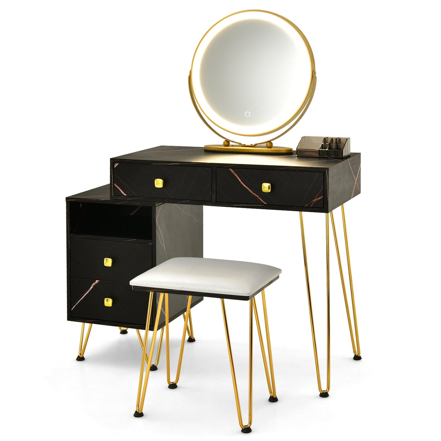 Tocador moderno con gabinete de almacenamiento - Negro