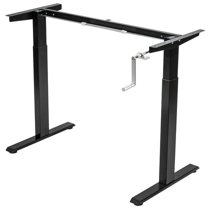 Hand Crank Sit to Stand Desk Frame Height Adjustable Standing Base-Gray