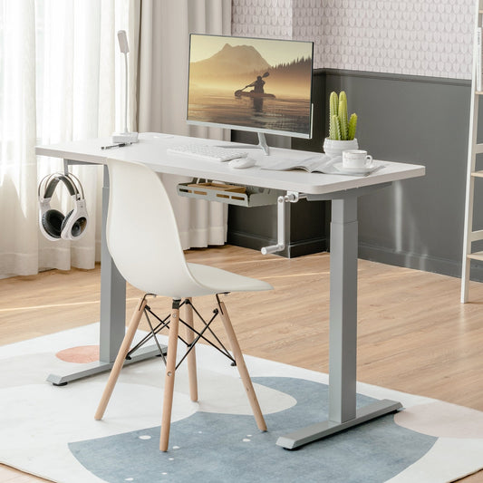 Hand Crank Sit to Stand Desk Frame Height Adjustable Standing Base-Gray - Tampa Home & Garden Store