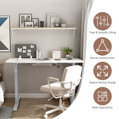Hand Crank Sit to Stand Desk Frame Height Adjustable Standing Base-Gray