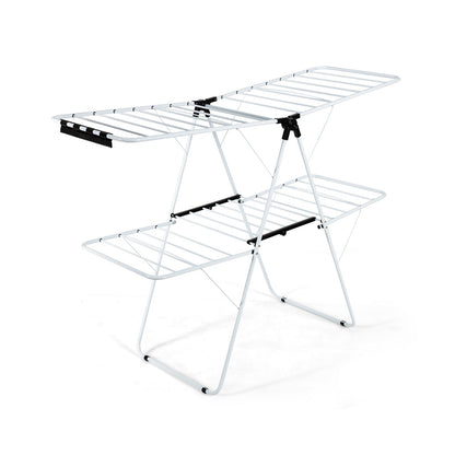 Tendedero plegable de 2 niveles con alas de gaviota ajustables