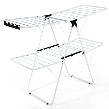 Tendedero plegable de 2 niveles con alas de gaviota ajustables