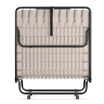 Rollaway Guest Bed with Sturdy Steel Frame and Memory Foam Mattress Made in Italy-Beige