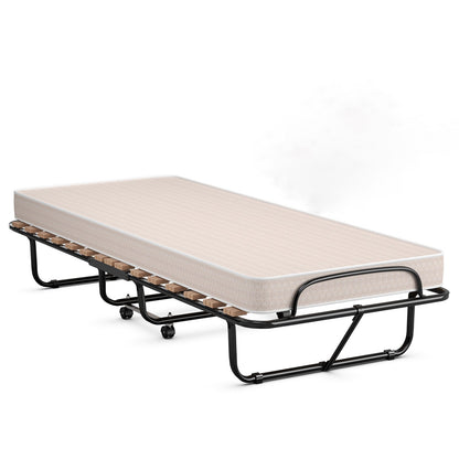 Cama plegable de 75 x 31.5 pulgadas con colchón de espuma viscoelástica para adultos