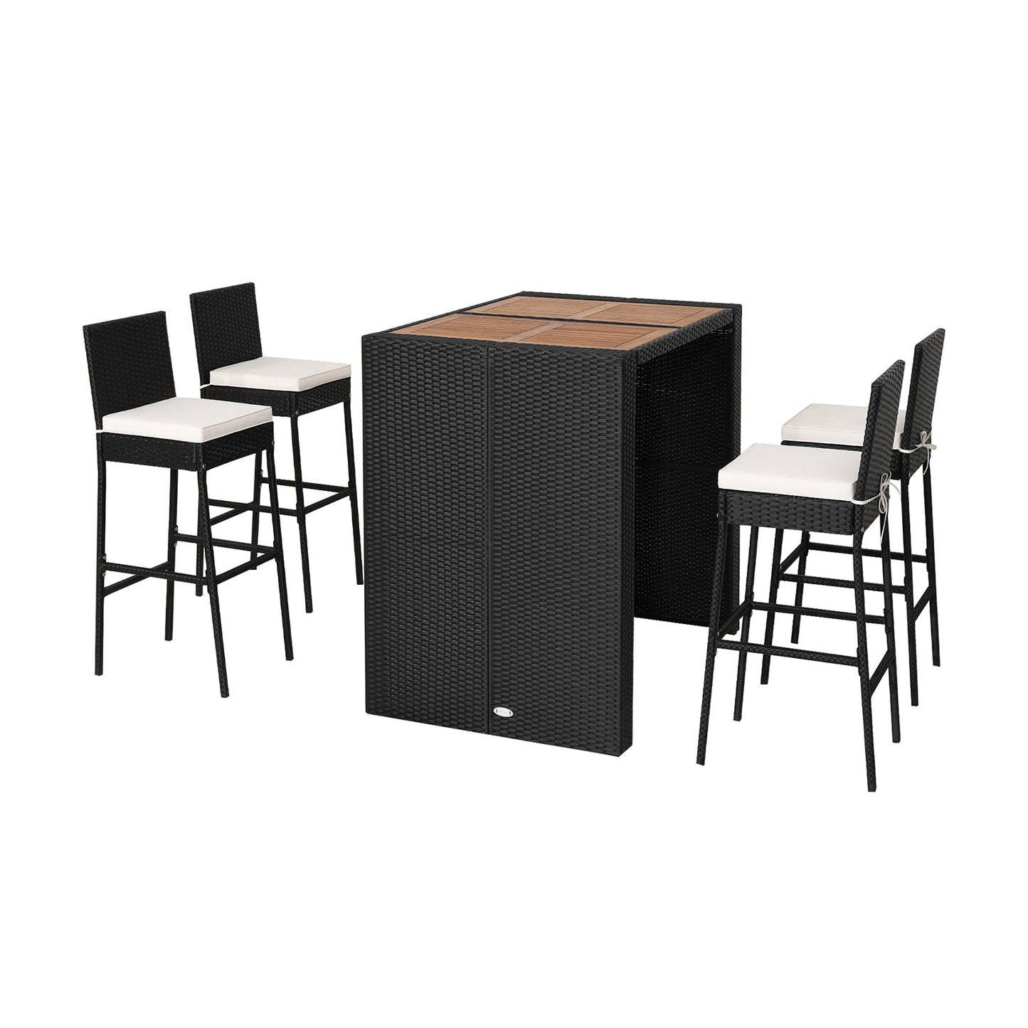 Juego de comedor de patio de madera de acacia de 5 piezas