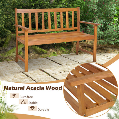 Banco de jardín de madera de acacia para 2 personas con respaldo