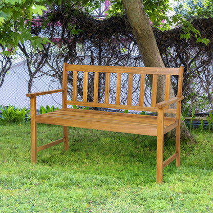 Banco de jardín de madera de acacia para 2 personas con respaldo