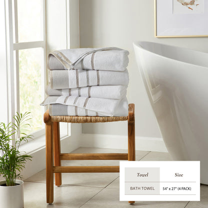 Soft Cotton Bath Towel Set and Stripe Detail