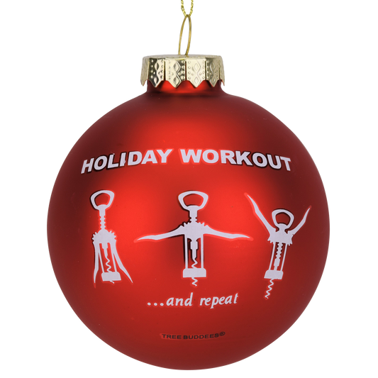 Wine Opener Holiday Workout Funny Glass Christmas Ornament - Tampa Home & Garden Store