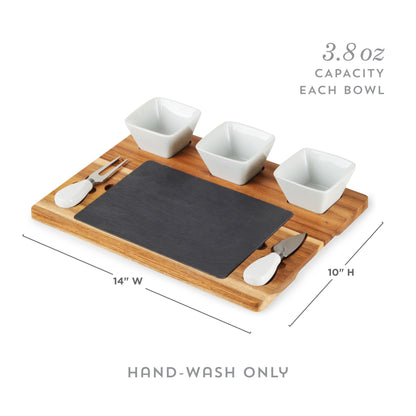 Acacia and Slate Cheese Board with Ceramic Bowls