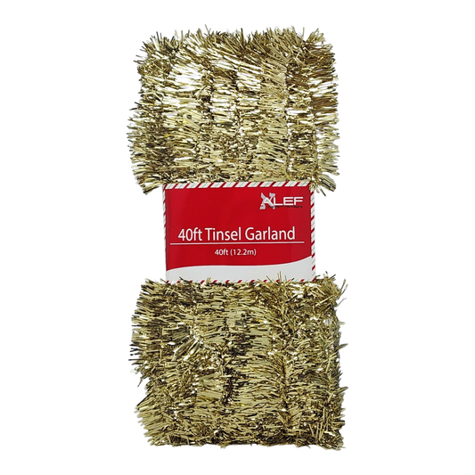 40 Feet Metallic Tinsel Garland - Gold - Tampa Home & Garden Store