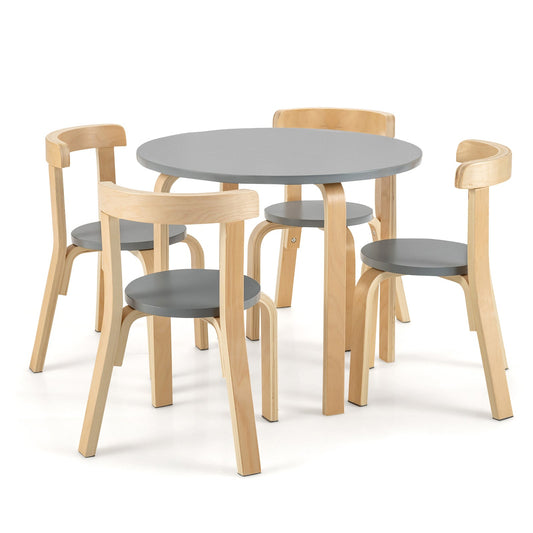 5-Piece Kids Wooden Curved Back Activity Table and Chair Set with - Tampa Home & Garden Store