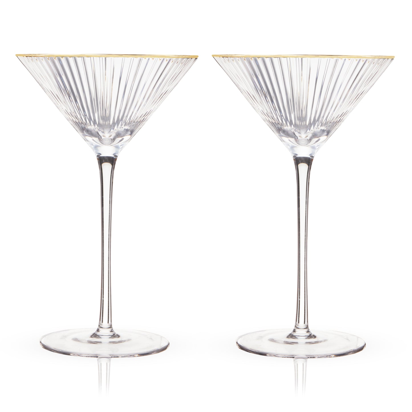 the Gold Rim Rippled Crystal Martini Glasses Set