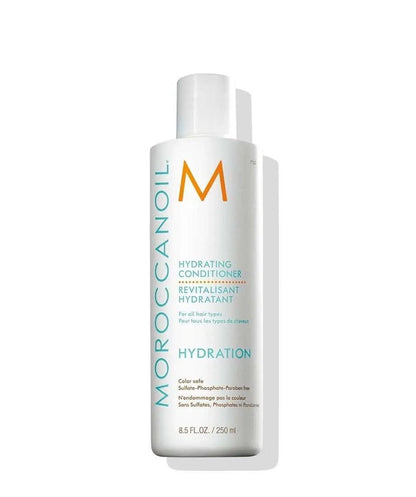 Moroccanoil Hydrating Conditioner bottle with turquoise text and orange M logo, 250 ml on Tampa Home & Garden Store