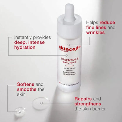 Skincode Hydro Repair Serum 30 mL bottle, white with red logo, Essentials daily care on Tampa Home & Garden Store
